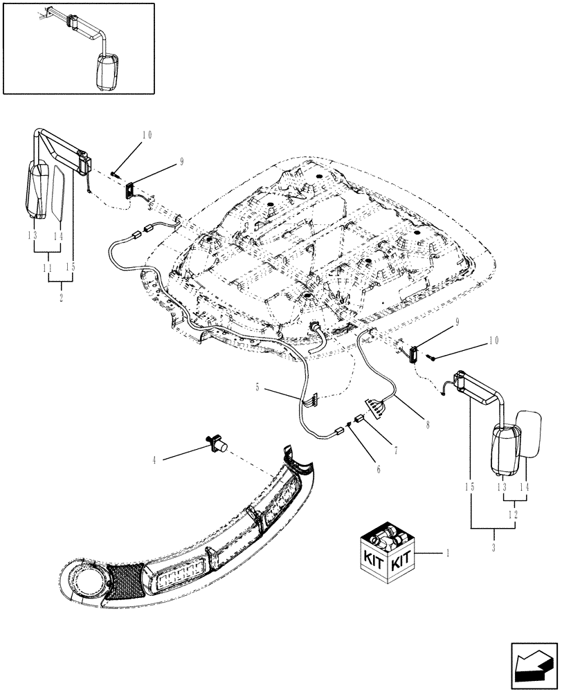 Схема запчастей Case IH WDX1902 - (18.22) - DELUXE MIRROR KIT Attachments