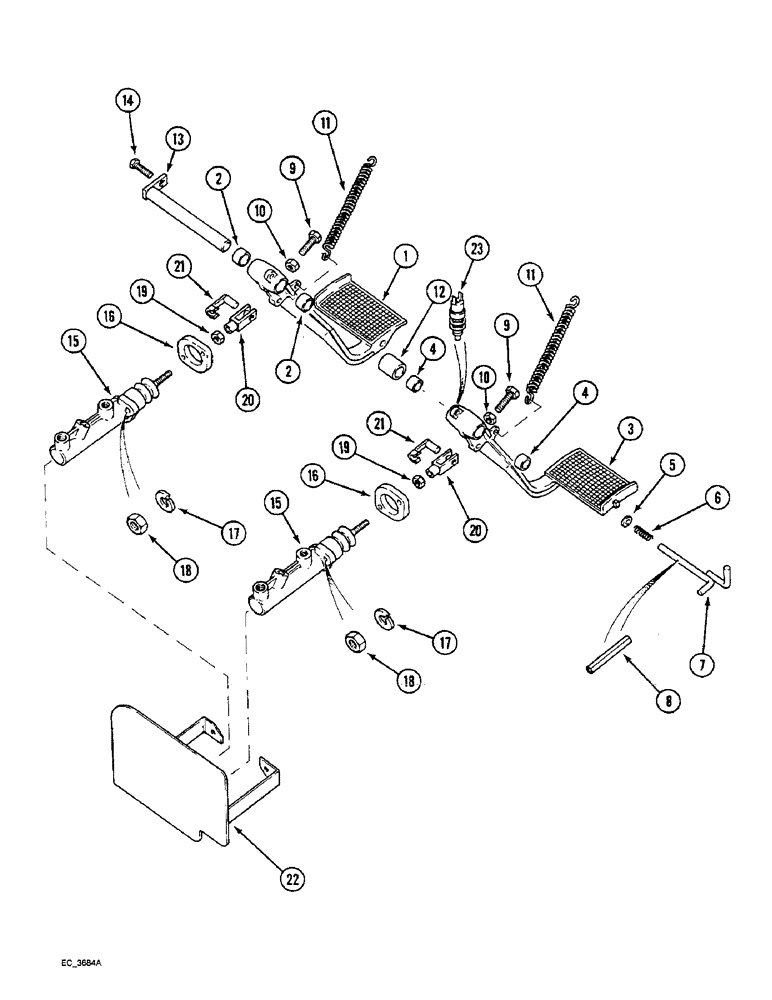 Схема запчастей Case IH 3230 - (7-006) - BRAKE PEDALS, TRACTOR WITH CAB (07) - BRAKES