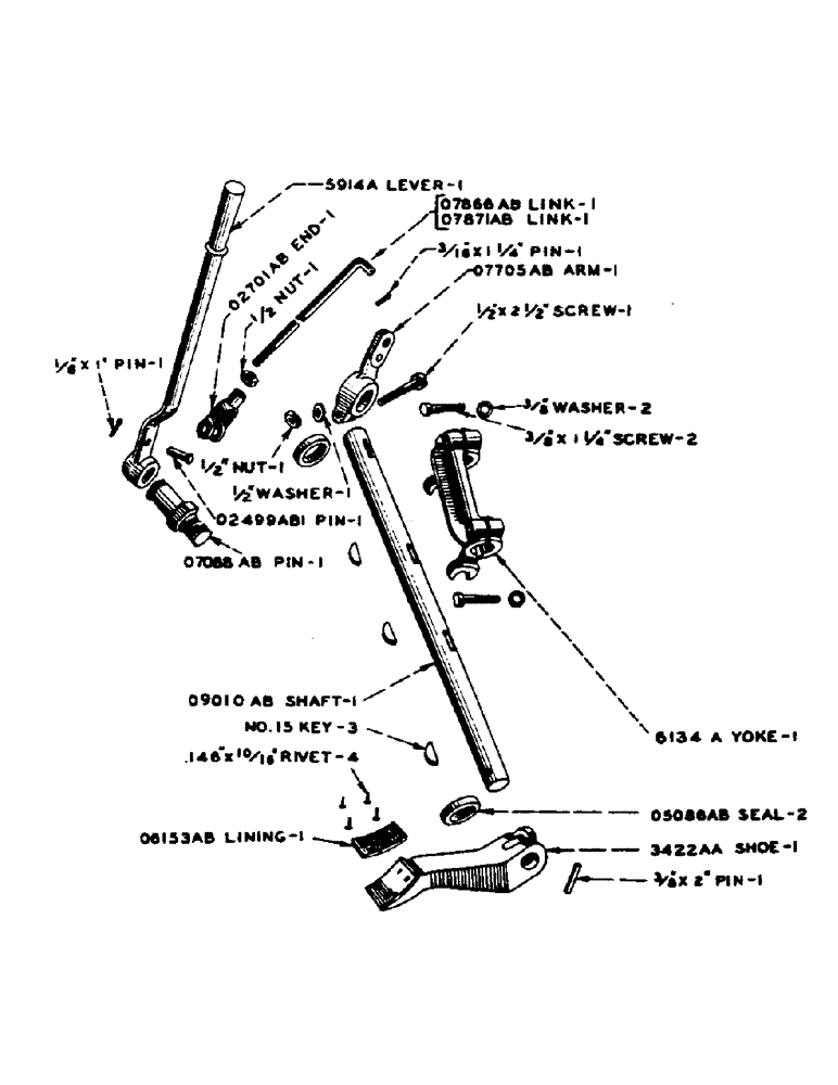 Схема запчастей Case IH DC-SERIES - (064) - CLUTCH THROWOUT PARTS, FOR HAND OPERATED CLUTCH, D, DC, DO, DV (06) - POWER TRAIN