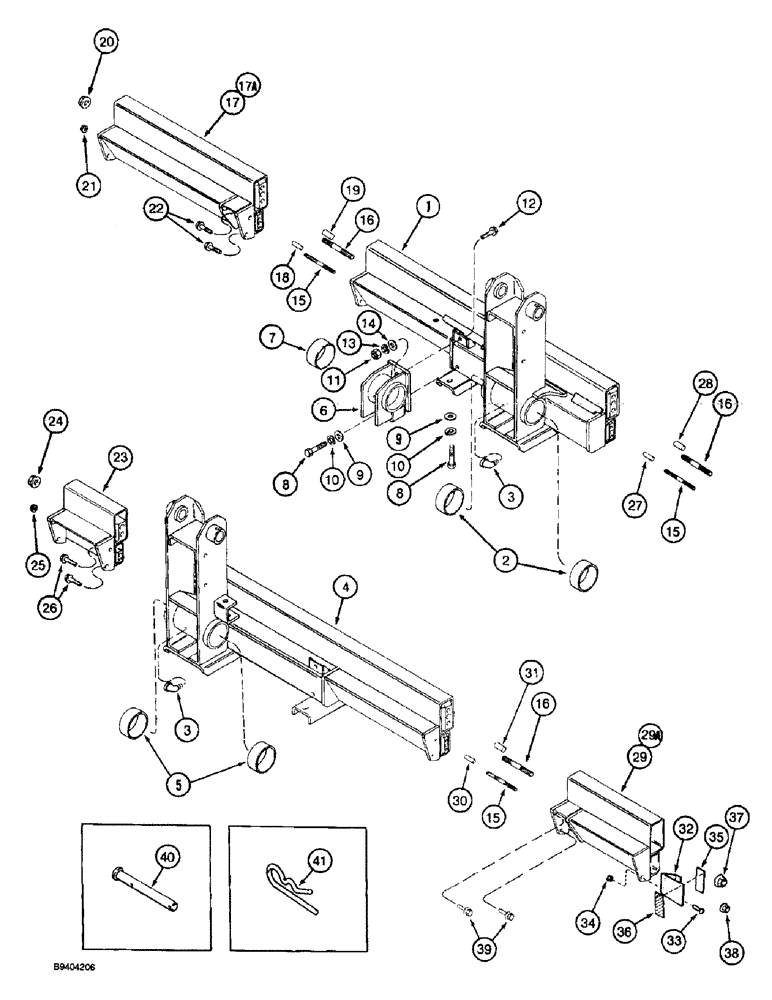 Схема запчастей Case IH 2055 - (9A-84) - TOOLBAR ASSEMBLY W/AMBER & RED REFLECTOR-ITEMS 35 & 36 (13) - PICKING SYSTEM