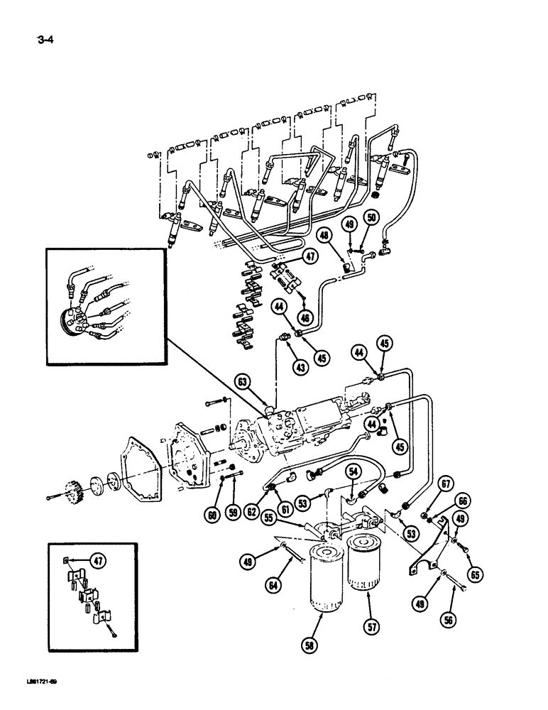 Схема запчастей Case IH 1822 - (3-04) - FUEL INJECTION SYSTEM AND PUMP, D466 DIESEL ENGINE (02) - FUEL SYSTEM