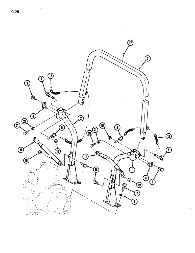 Схема запчастей Case IH 245 - (9-28) - ROPS FRAME (09) - CHASSIS/ATTACHMENTS