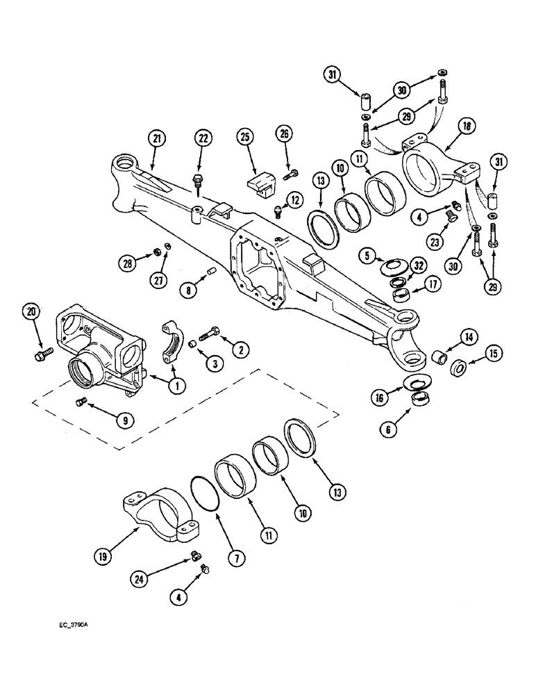 Схема запчастей Case IH 4230 - (5-38) - MECHANICAL FRONT DRIVE, AXLE HOUSING (05) - STEERING