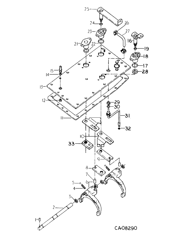 Схема запчастей Case IH 484 - (07-24) - DRIVE TRAIN, GEAR SHIFT MECHANISM, SPEED TRANSMISSION, H PATTERN SHIFT (04) - Drive Train