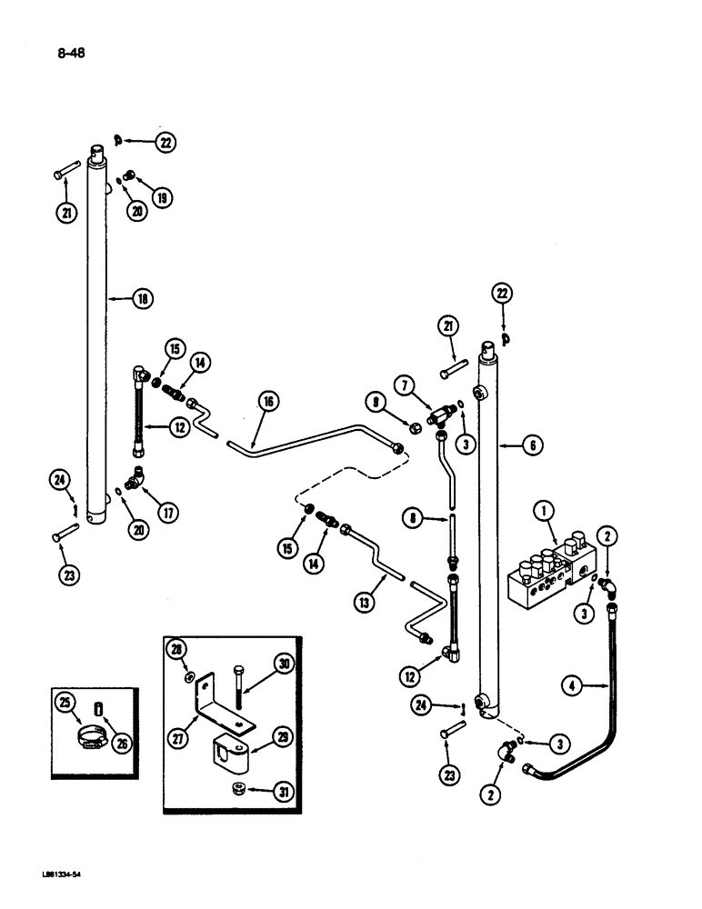 Схема запчастей Case IH 1844 - (8-48) - BASKET LIFT CYLINDERS SYSTEM (07) - HYDRAULICS