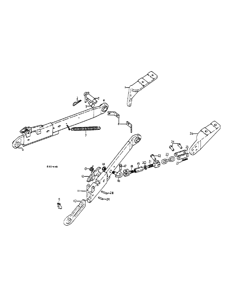 Схема запчастей Case IH HYDRO 84 - (09-011) - LOWER LINKS, THREE-POINT HITCH, TELESCOPIC LOWER LINKS, WITH OUTSIDE CHECK CHAINS (12) - FRAME