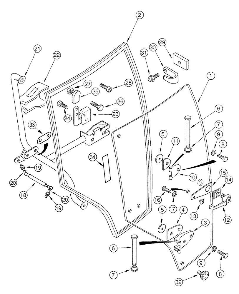 Схема запчастей Case IH MX100C - (09-23) - DOOR RIGHT, N.A. ONLY, EUROPE ONLY (09) - CHASSIS