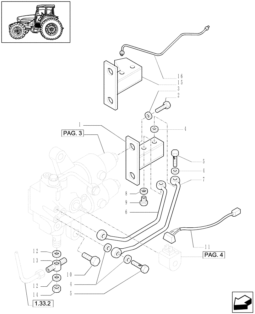 Схема запчастей Case IH JX1070U - (1.27.4[02]) - (VAR.271-272-274-276-296) (HI-LO) AND SYNCHRONIZED REVERSING GEAR - 30-40 KM/H - CONTROL VALVE PIPES (03) - TRANSMISSION