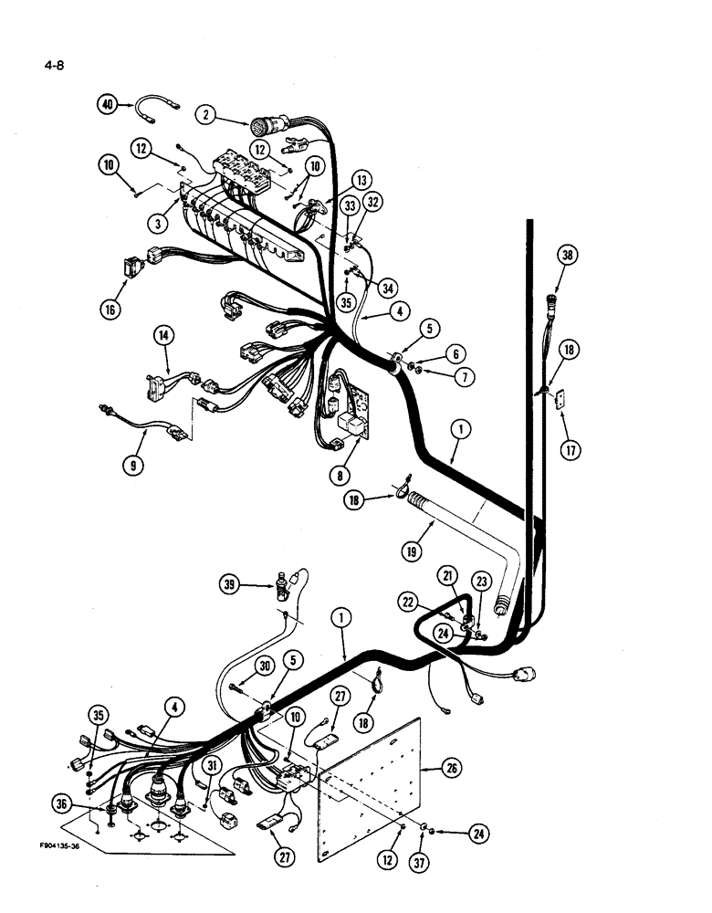 Схема запчастей Case IH 9270 - (4-008) - LOWER ROPS HARNESS SYNCHROSHIFT TRACTOR (04) - ELECTRICAL SYSTEMS