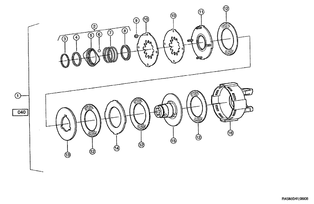 Схема запчастей Case IH RU450 - (0041) - FRICTION CLUTCH (R45M) (58) - ATTACHMENTS/HEADERS