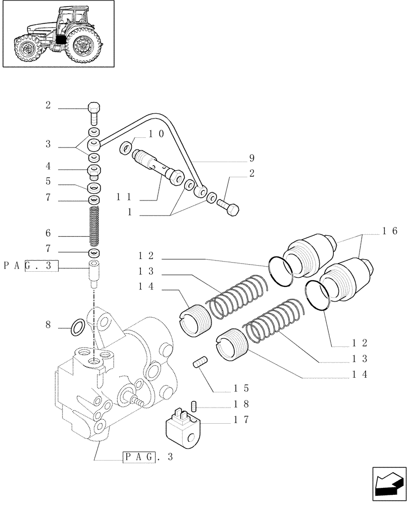 Схема запчастей Case IH JX70U - (1.27.4[04]) - (VAR.271-272-274-276-296) (HI-LO) AND SYNCHRONIZED REVERSING GEAR - 30-40 KM/H - CONTROL VALVE (03) - TRANSMISSION