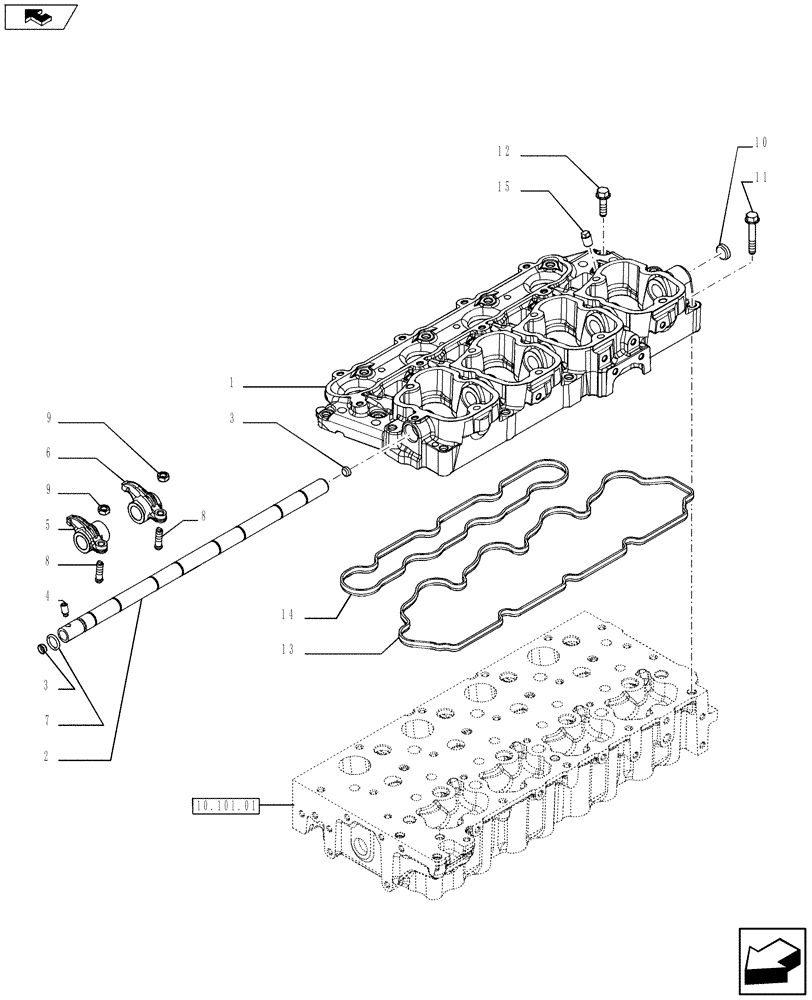 Схема запчастей Case IH F5AE5484A A002 - (10.101.02 01) - ROCKER SHAFT (504335547) (10) - ENGINE