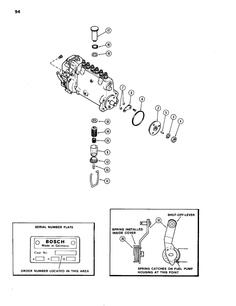 Схема запчастей Case IH 504DTI - (094) - FUEL INJECTION PUMP, 504DTI INTERCOOLED DIESEL ENGINES, B, E, H (10) - ENGINE