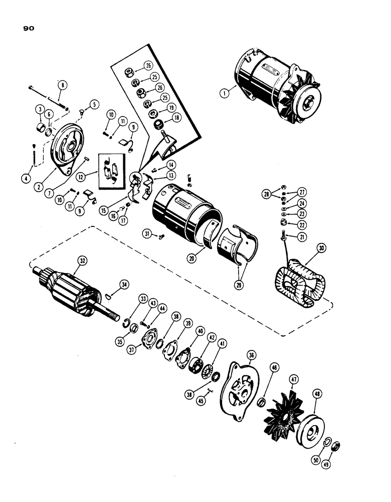 Схема запчастей Case IH 530 - (090) - GENERATOR PARTS, PRIOR TO S/N 8262800, 530 MODEL, 159 SPARK IGNITION ENGINE (04) - ELECTRICAL SYSTEMS