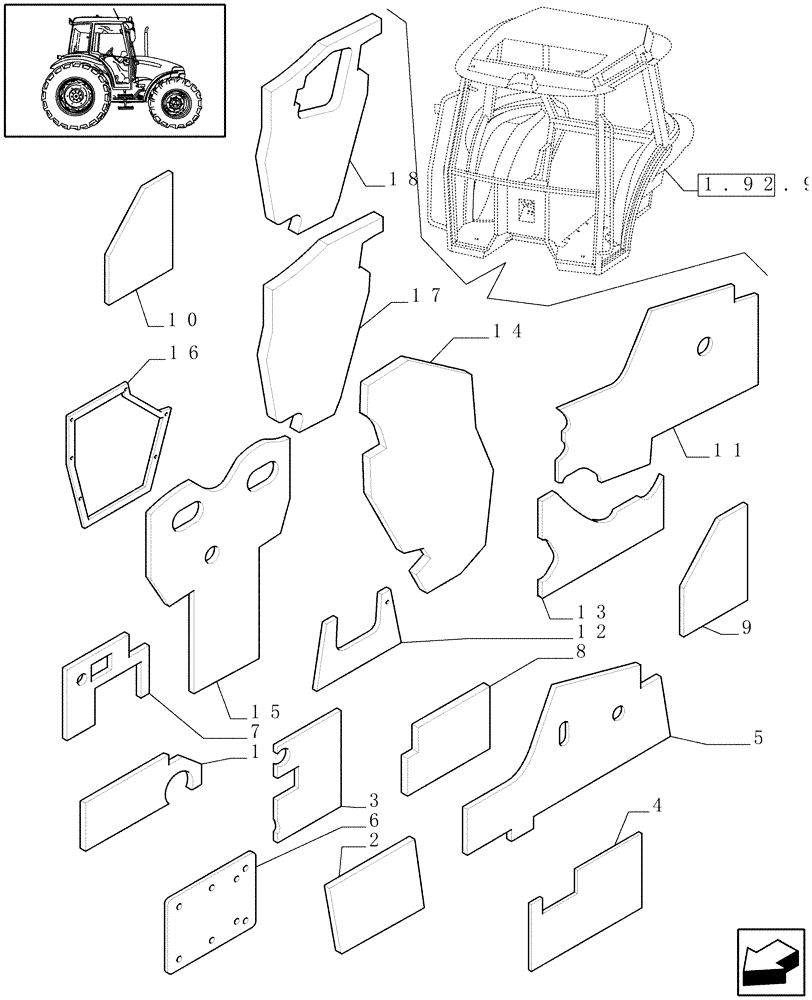 Схема запчастей Case IH JX90 - (1.92.87/02[01]) - INSULATORS - W/CAB (10) - OPERATORS PLATFORM/CAB