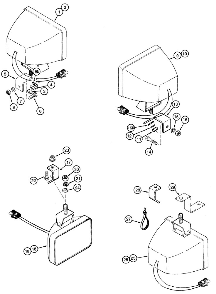 Схема запчастей Case IH 2555 - (04-29) - LAMPS AND MOUNTING -JJC0157149 (06) - ELECTRICAL SYSTEMS