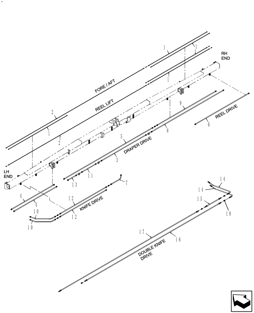 Схема запчастей Case IH DH302 - (20.07.07[07]) - STEEL LINES, SINGLE SWATH, 30FT, FROM PIN Y9ZB00735 (07) - HYDRAULICS