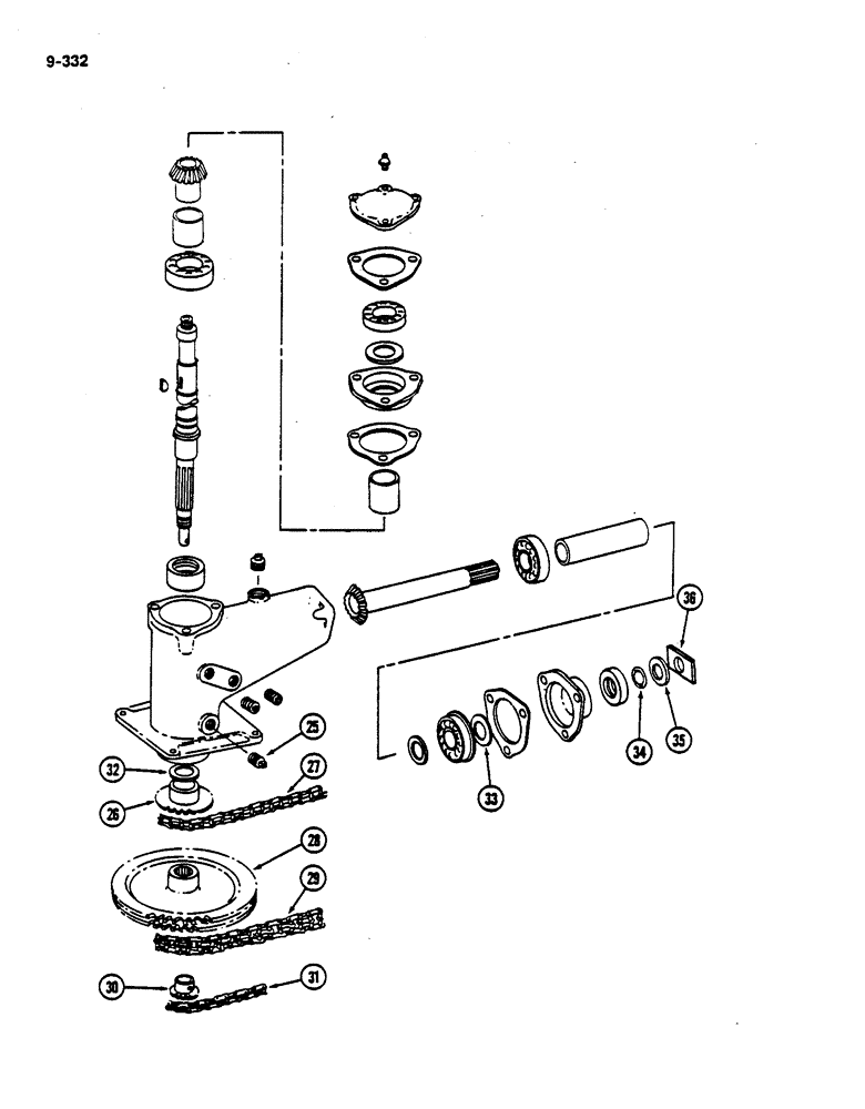 Схема запчастей Case IH 782 - (9-332) - RIGHT PICKER DRUM DRIVE (09) - CHASSIS ATTACHMENTS