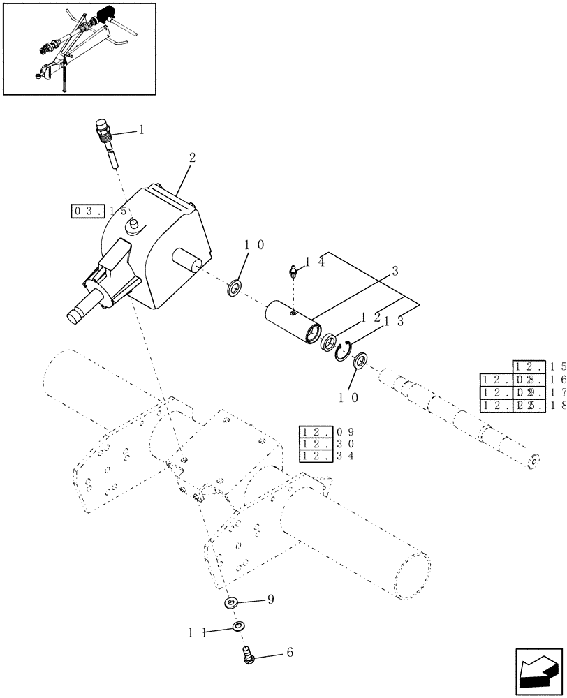 Схема запчастей Case IH RB554 - (03.10) - GEARBOX, MOUNTING, 540 RPM (03) - MAIN GEARBOX