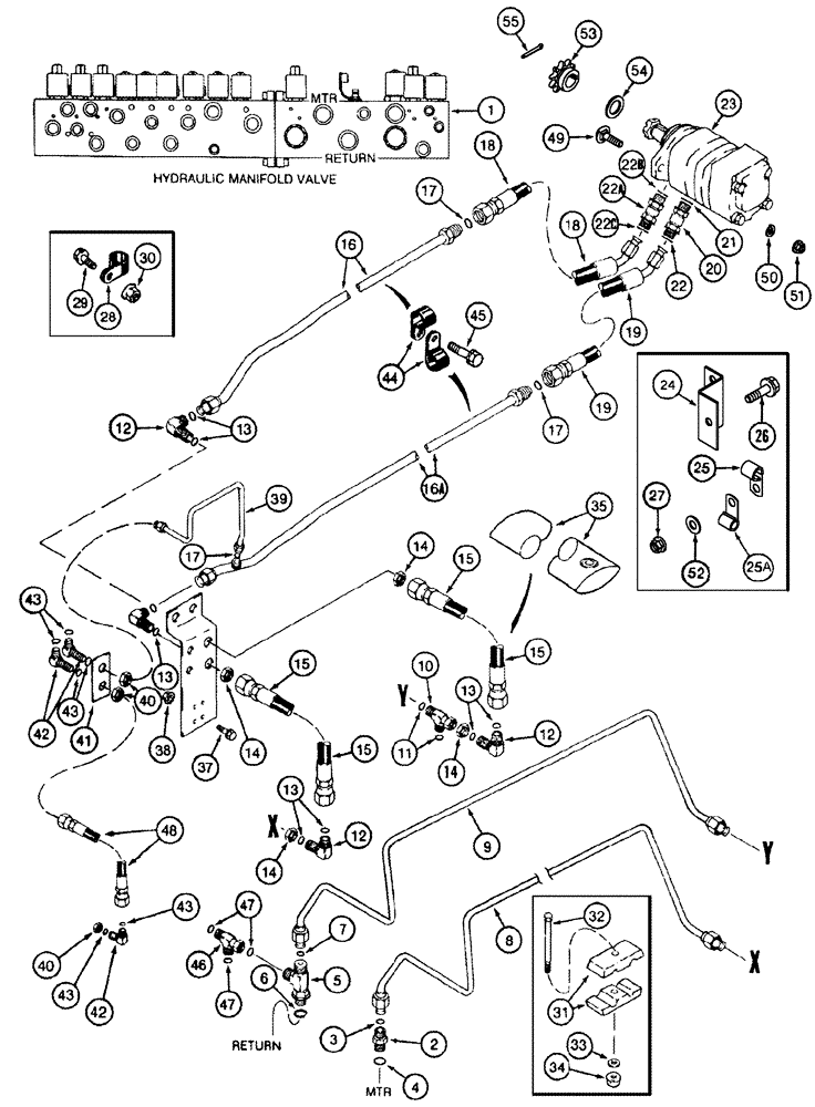 Схема запчастей Case IH CPX420 - (08-39) - CONVEYOR UNLOADER MOTOR SYSTEM (07) - HYDRAULICS