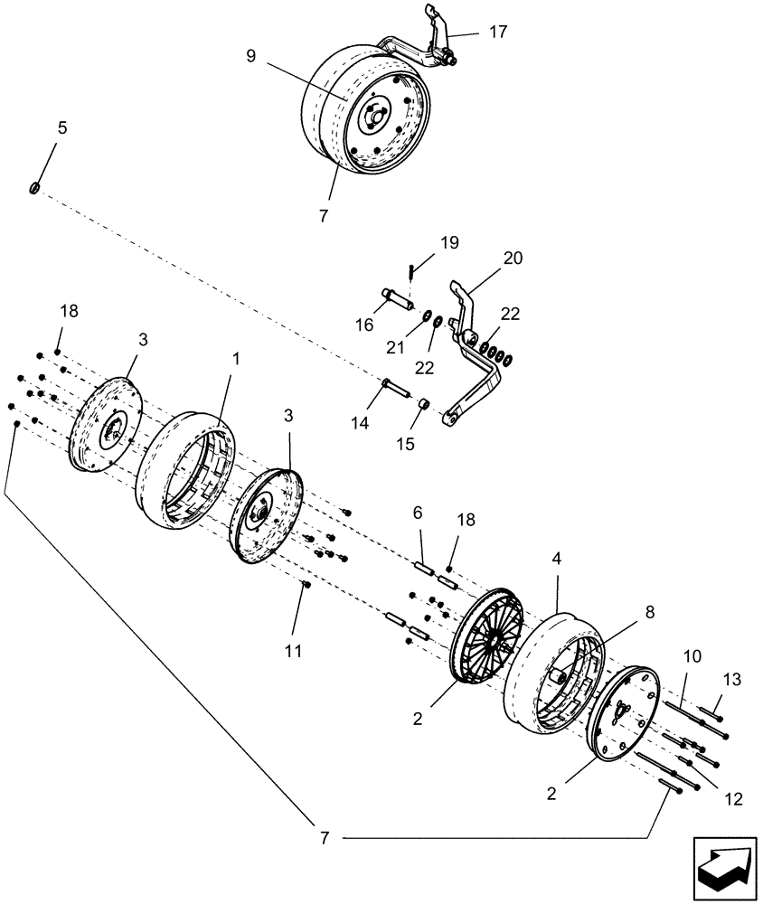 Схема запчастей Case IH 1210 - (75.200.01[02]) - DUAL GAUGE WHEEL ATTACHMENT - ASN Y9S007001 (75) - SOIL PREPARATION