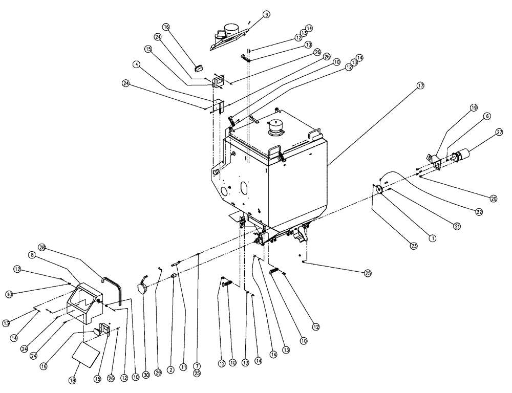 Схема запчастей Case IH FLX810 - (02-005) - PARTS GROUP, DOUBLE BIN W/AUGER, LH, 37 CU. FT Bin Group