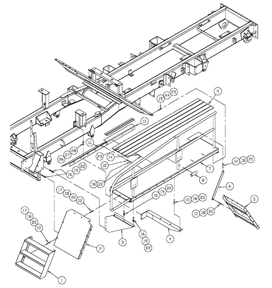 Схема запчастей Case IH 4300 - (04-010) - WALKWAY GROUP - ROAD SIDE Frame & Suspension