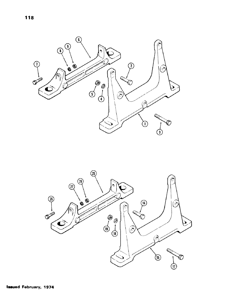 Схема запчастей Case IH 336BDT - (118) - ENGINE SUPPORTS, FRONT AND REAR, B, C, D 