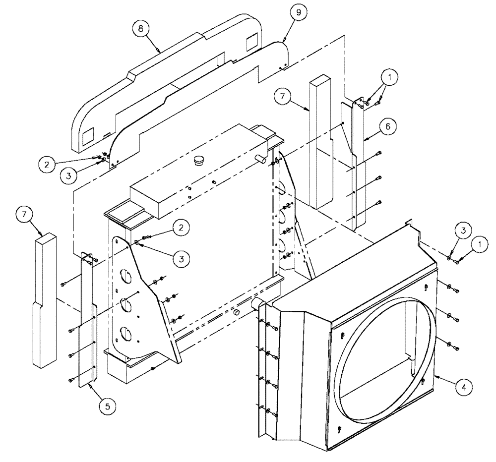 Схема запчастей Case IH FLX4330 - (02-038) - FAN SHROUD GROUP (FLX 4300 CAT 3208 ENGINE) (01) - ENGINE