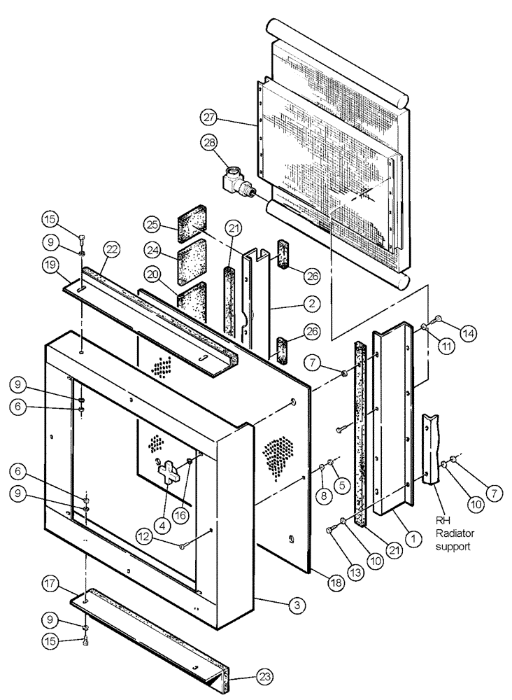 Схема запчастей Case IH PATRIOT XL - (03-003) - MT. & SCREEN-OILCOOL ASSEMBLY (01) - ENGINE