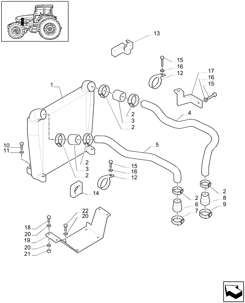 Схема запчастей Case IH MXM175 - (1.19.6/01) - INTERCOOLER AND PIPES (02) - ENGINE EQUIPMENT