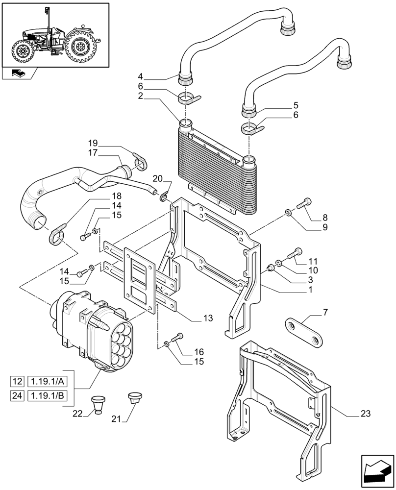 Схема запчастей Case IH FARMALL 85C - (1.19.1) - DRY AIR CLEANER (02) - ENGINE EQUIPMENT