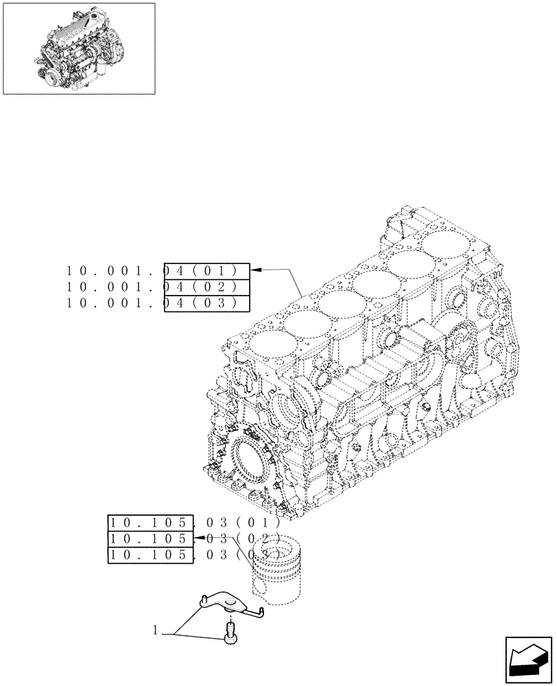 Схема запчастей Case IH 7120 - (10.001.02[01]) - CYLINDER BARREL LUBRICATION NOZZLE - 7120/7120(LA) (10) - ENGINE