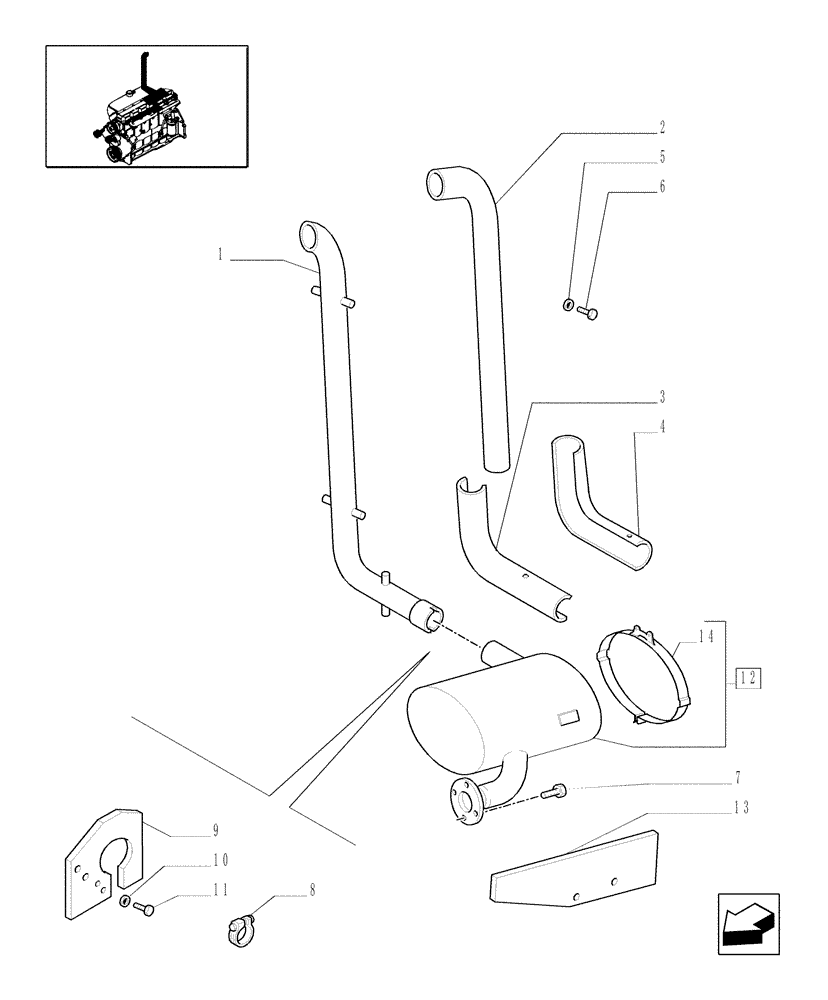 Схема запчастей Case IH MXM130 - (1.15.1) - SILENCER (MUFFLER) (02) - ENGINE EQUIPMENT