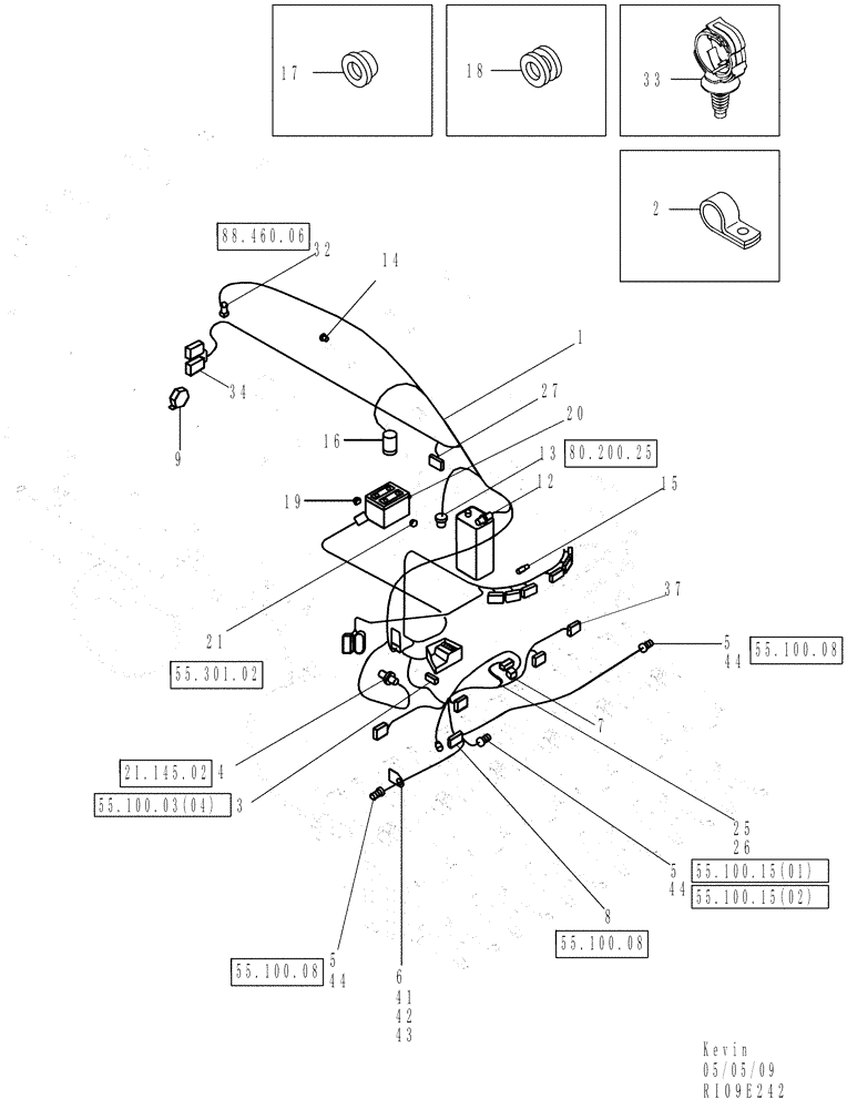 Схема запчастей Case IH 625 - (55.100.06[01]) - HARNESS, LEFT HAND SIDE - COMPONENT LOCATIONS (55) - ELECTRICAL SYSTEMS