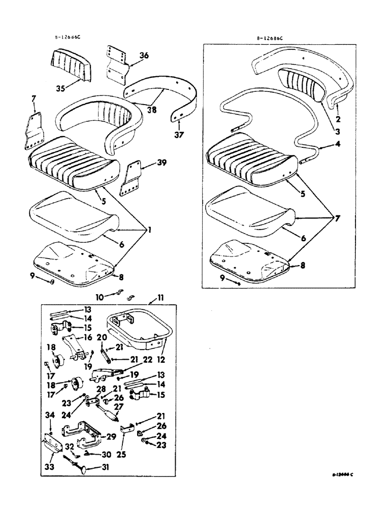 Схема запчастей Case IH 2806 - (M-04) - SEAT, OPERATORS PLATFORM & MISCELLANEOUS, VERTICAL ACTING SEAT (10) - OPERATORS PLATFORM