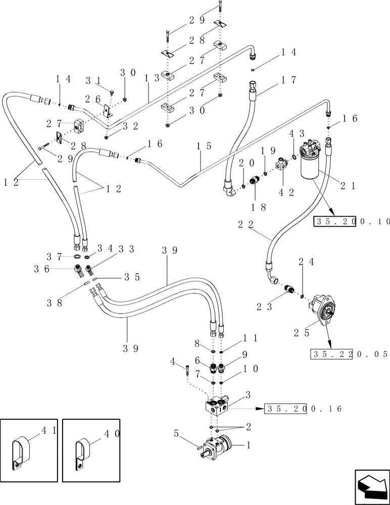 Схема запчастей Case IH 2588 - (35.752.01) - HYDRAULICS - ROTARY AIR SCREEN CIRCUIT (PLASTIC SCREEN) (35) - HYDRAULIC SYSTEMS