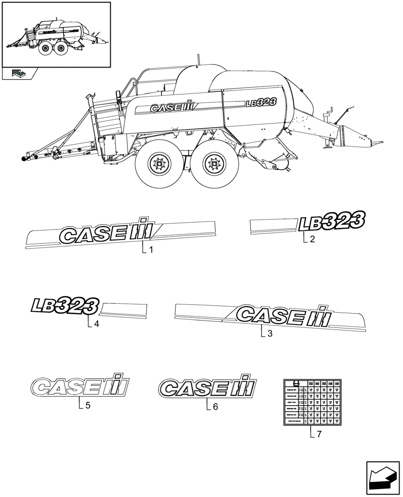 Схема запчастей Case IH LB333R - (08.54[01]) - DECALS (08) - SHEET METAL/DECALS