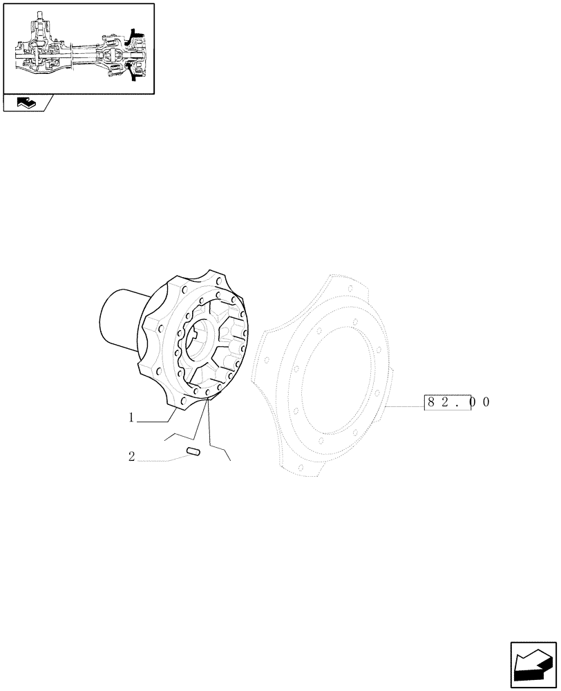 Схема запчастей Case IH FARMALL 80 - (1.40.10/03) - STANDARD FRONT AXLE W/LIMITED SLIP DIFF,40KM/H - HUB (VAR.335541-743559-743552) (04) - FRONT AXLE & STEERING