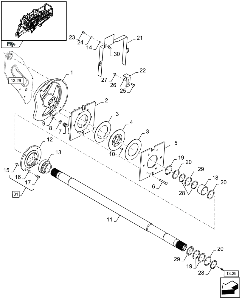 Схема запчастей Case IH LB433S - (13.30[01]) - SHUTTLE FEEDER TRANSMISSION (13) - FEEDER