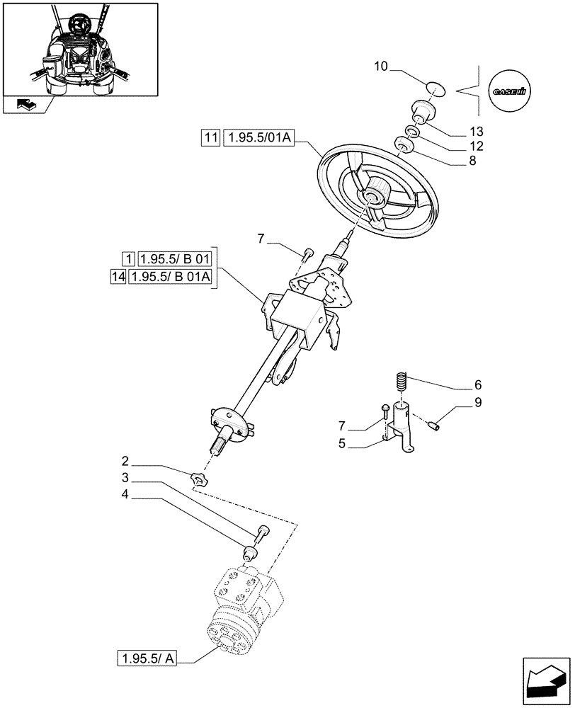 Схема запчастей Case IH PUMA 195 - (1.95.5/01[01]) - (VAR.187-636) FAST STEERING - WHEEL AND COLUMN (10) - OPERATORS PLATFORM/CAB