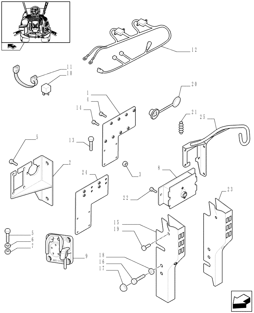 Схема запчастей Case IH PUMA 195 - (1.76.0/03) - (VAR.012-131/1) VIRTUAL TERMINAL MOUNTED ON IMPLEMENT BRACKET - ISO BUS MOUNTING (06) - ELECTRICAL SYSTEMS