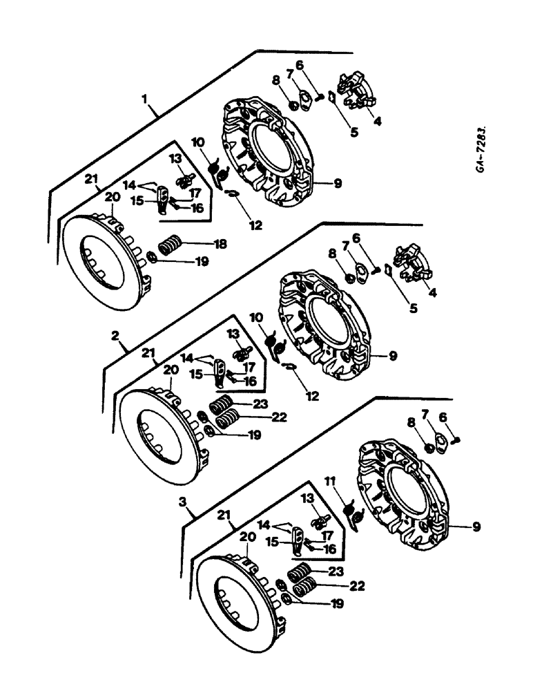 Схема запчастей Case IH 644 - (1D19) - CLUTCH MECHANISM, SINGLE CLUTCH (04) - Drive Train