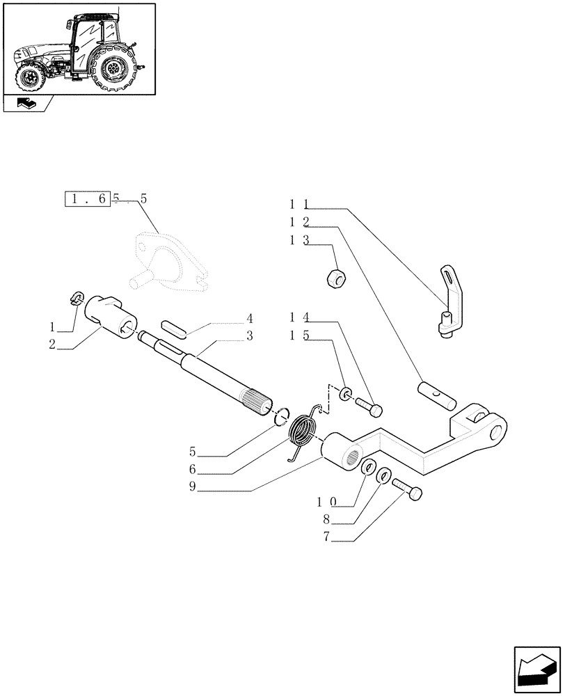 Схема запчастей Case IH FARMALL 75N - (1.67.2) - HANDBRAKE CONTROL (05) - REAR AXLE