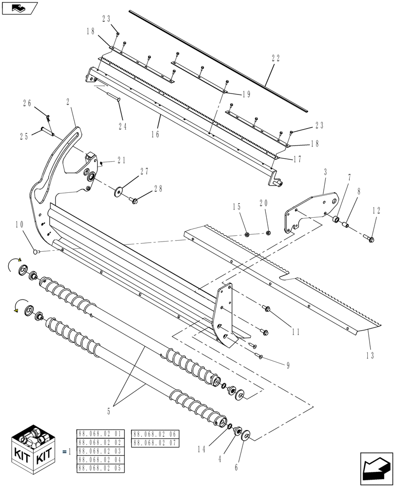 Схема запчастей Case IH RB455A - (88.068.02[07]) - DIA KIT, DELUXE NET, DUCKBILL & NET KNIFE (88) - ACCESSORIES