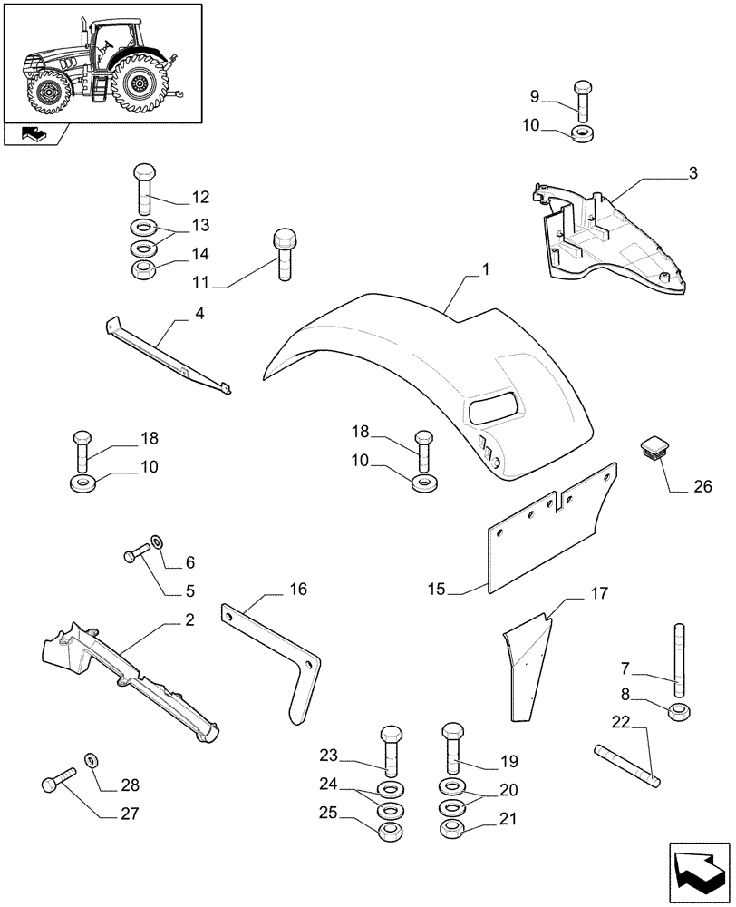 Схема запчастей Case IH PUMA 195 - (1.92.5/02) - (VAR.292) WIDE REAR FENDERS AND EXTENSIONS - FOR GPL CAB (10) - OPERATORS PLATFORM/CAB