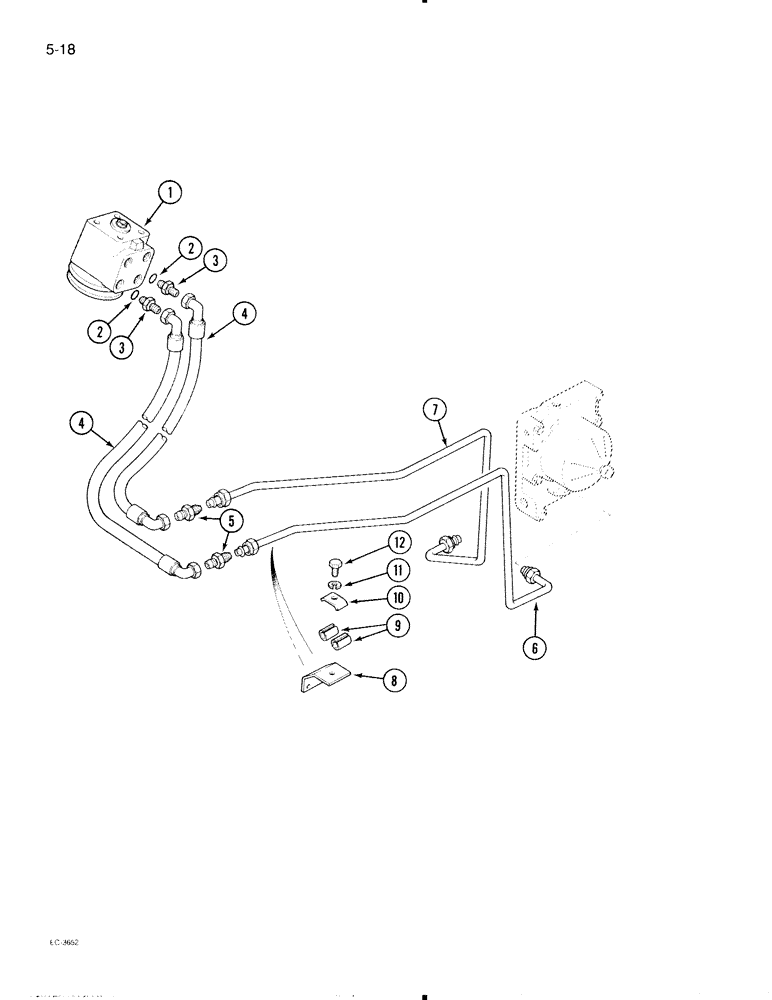 Схема запчастей Case IH 695 - (5-18) - POWER STEERING TUBES, REAR, TWO WHEEL DRIVE TRACTOR WITH CAB, WITHOUT TWO SPEED POWER SHIFT (05) - STEERING