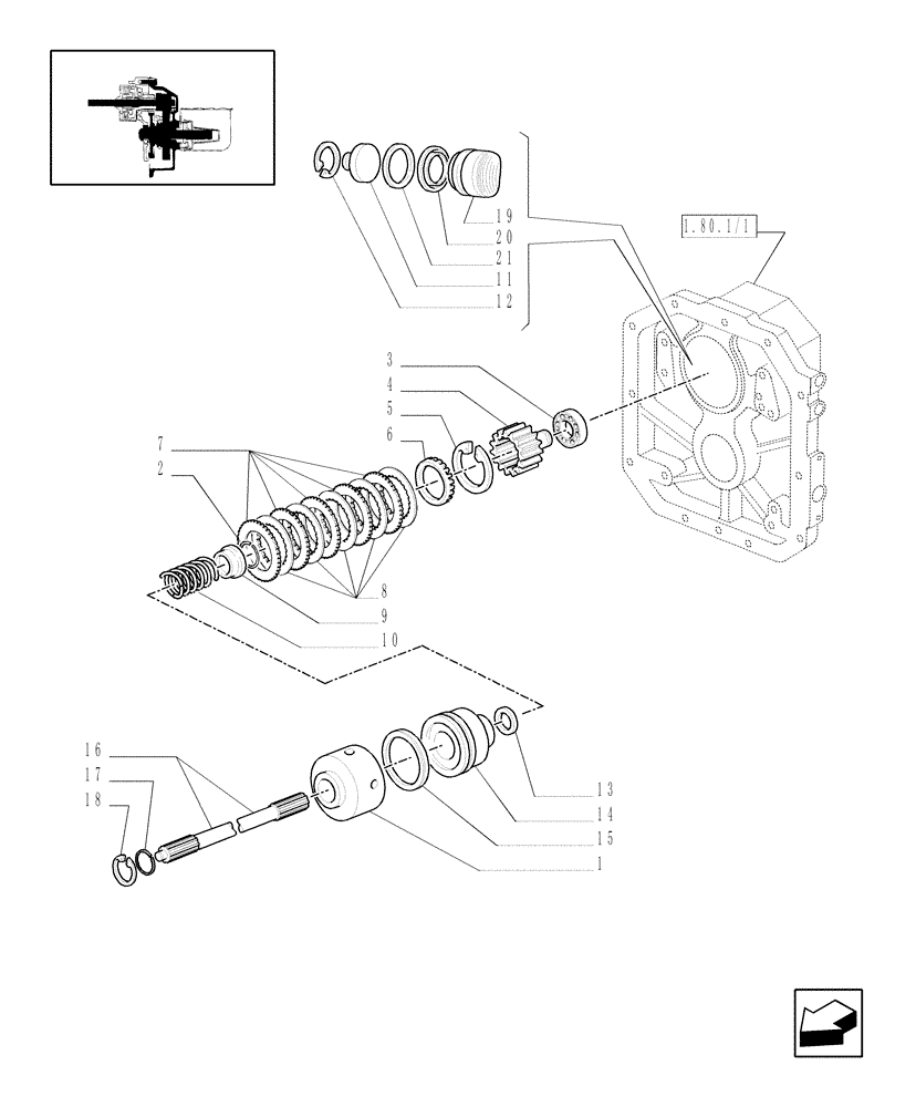 Схема запчастей Case IH JX80U - (1.80.7/01[01]) - (VAR.007) NASO - POWER TAKEOFF - CLUTCH (07) - HYDRAULIC SYSTEM