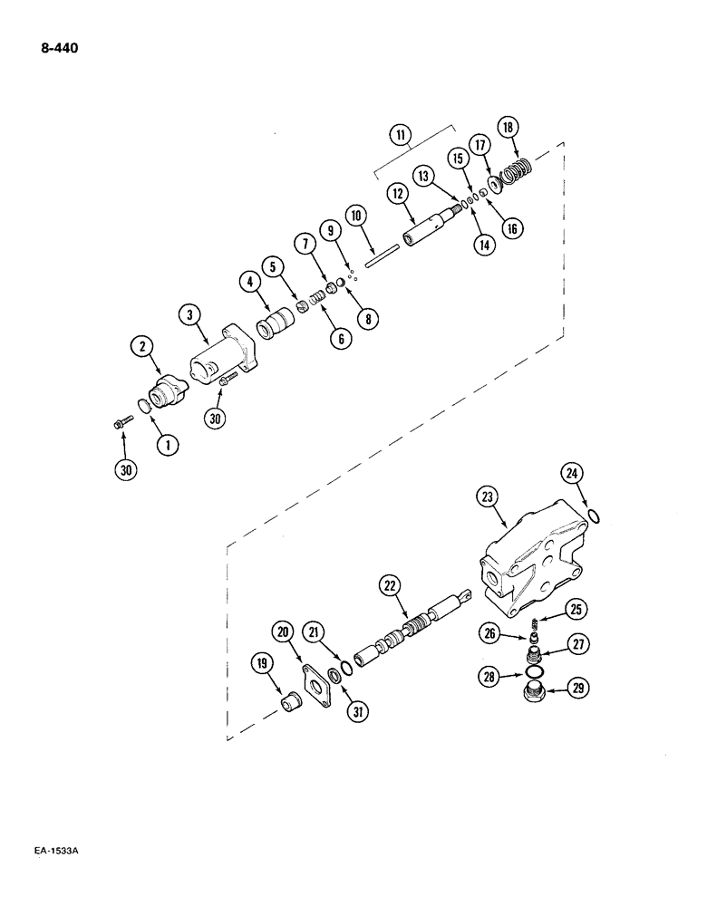 Схема запчастей Case IH 585 - (8-440) - AUXILIARY HYDRAULIC VALVE, PRIOR TO P.I.N. 18001 (08) - HYDRAULICS