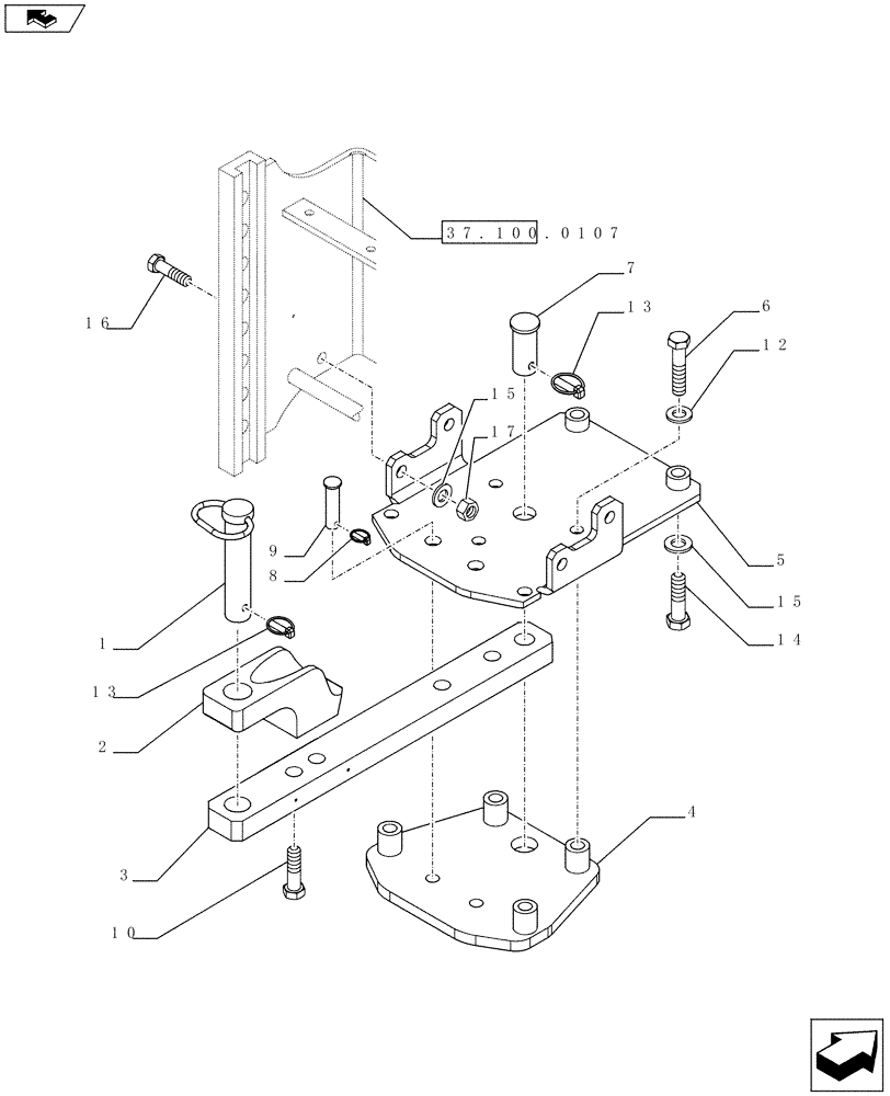 Схема запчастей Case IH FARMALL 75C - (37.100.0108) - SWINGING DRAWBAR - FOR SWIVEL TRAILER HITCH, GERMANY - ISO (VAR.330907) (37) - HITCHES, DRAWBARS & IMPLEMENT COUPLINGS